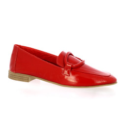 Coco abricot Mocassins cuir vernis rouge