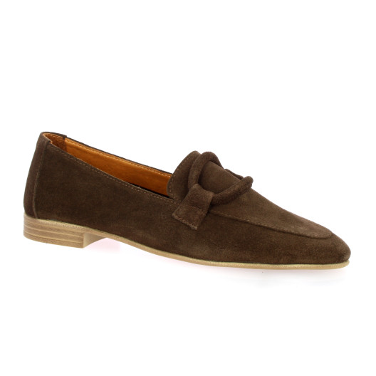 Coco abricot Mocassins cuir velours marron