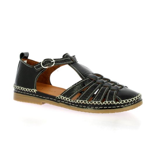 Coco abricot Nu pieds cuir vernisnoir