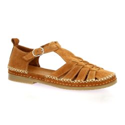 Coco abricot Nu pieds cuir velourscognac