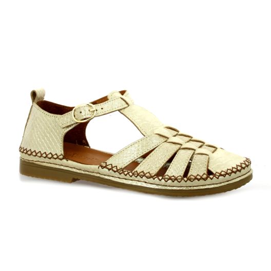 Coco abricot Nu pieds cuir laminébeige