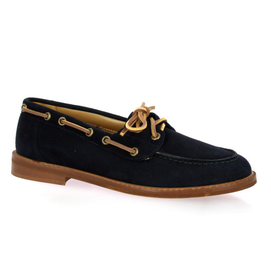 Pao Mocassins cuir velours marine