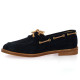 Pao Mocassins cuir velours marine