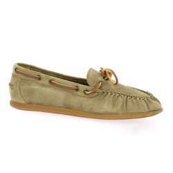 Pao Mocassins cuir velours taupe