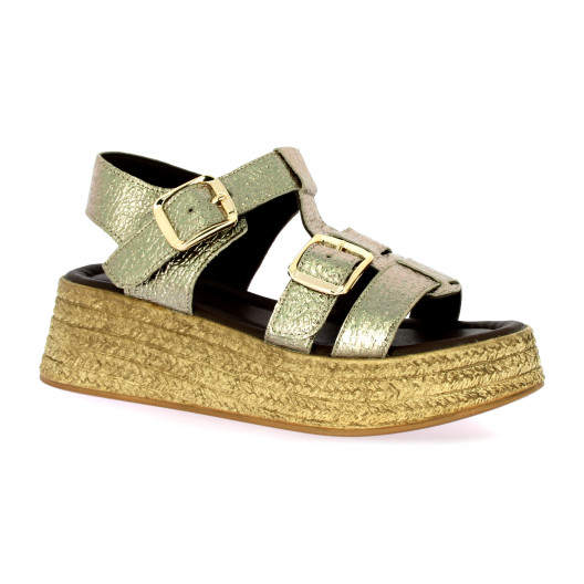 Coco abricot Nu pieds cuir laminé bronze