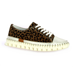K.mary Baskets cuir velours leopard