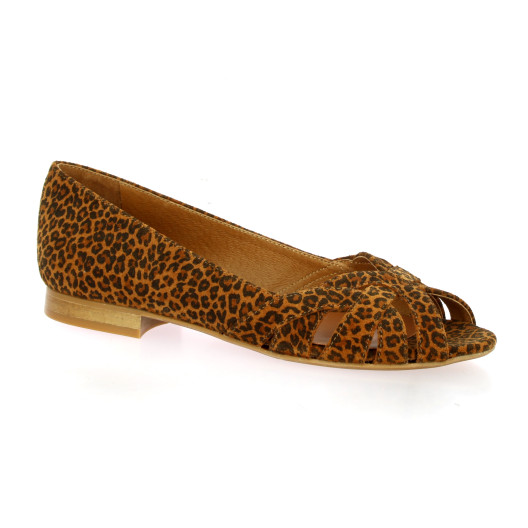 Sofia costa Nu pieds cuir velours leopard