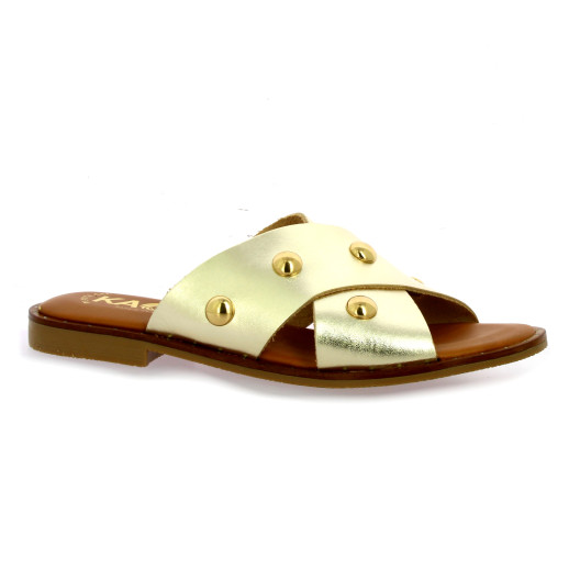 Kaola Nu pieds cuir laminé platine