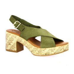 Kaola Nu pieds cuir velours kaki