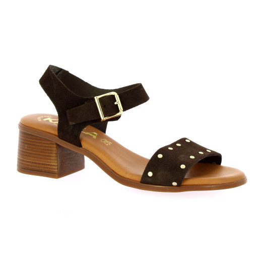 Kaola Nu pieds cuir velours marron
