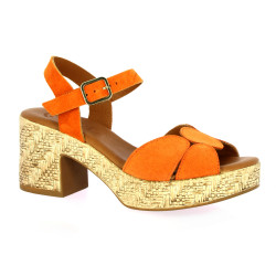 Kaola Nu pieds cuir velours orange