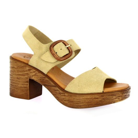 Kaola Nu pieds cuir velours camel