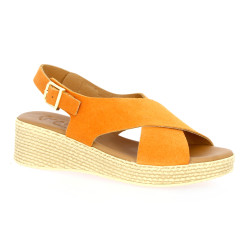 Kaola Nu pieds cuir velours orange