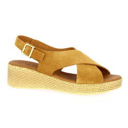 Kaola Nu pieds cuir velours cognac