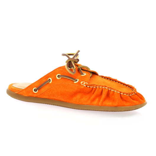 Pao Mules cuir velours orange