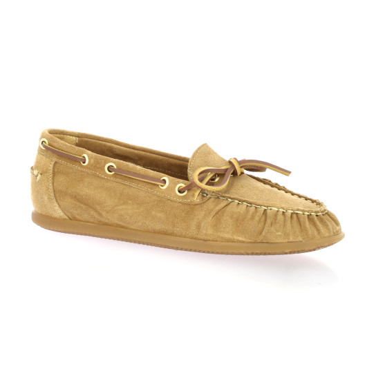 Pao Mocassins cuir velours camel