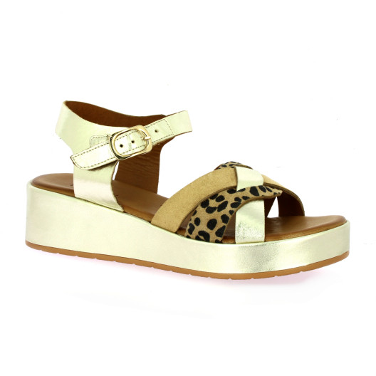 K.mary Nu pieds cuir laminé platine