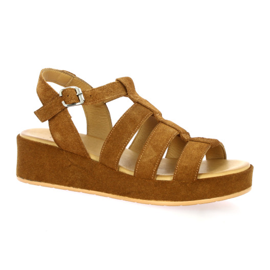 K.mary Nu pieds cuir velours camel
