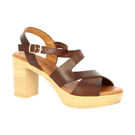 Eva frutos Nu pieds cuir marron