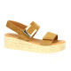 Eva frutos Nu pieds cuir velours camel
