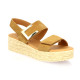 Eva frutos Nu pieds cuir velours camel