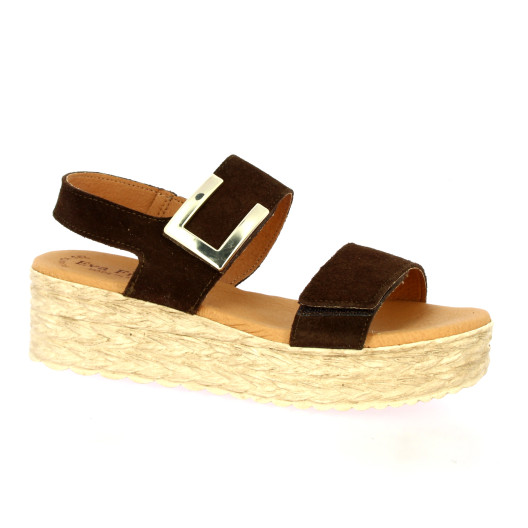 Eva frutos Nu pieds cuir velours marron
