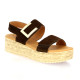 Eva frutos Nu pieds cuir velours marron