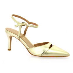 Fremilu Nu pieds cuir laminé platine