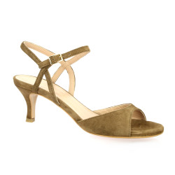 Fremilu Nu pieds cuir velours taupe