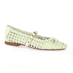 Coco abricot Ballerines cuir tresse blanc