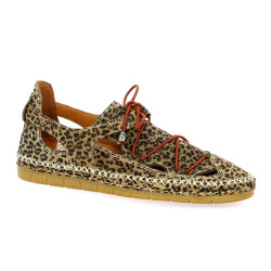 Coco abricot Baskets cuir velours leopard