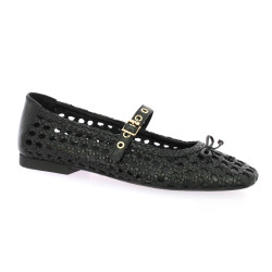 Coco abricot Ballerines cuir tresse noir