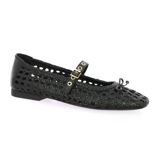 Coco abricot Ballerines cuir tresse noir