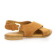 Coco abricot Nu pieds cuir velours cognac