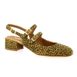 Reqins Nu pieds cuir velours leopard
