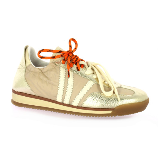 Reqins Baskets cuir laminé platine