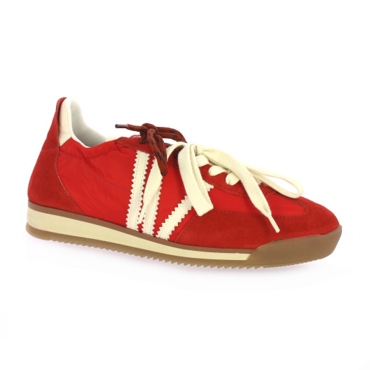 Reqins Baskets cuir velours rouge