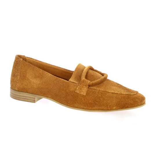 Coco abricot Mocassins cuir velours cognac