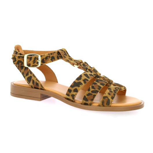 We do Nu pieds cuir velours leopard