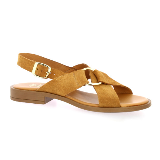 We do Nu pieds cuir velours cognac