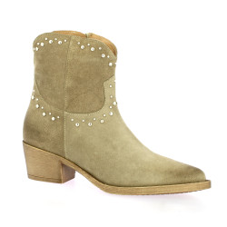 Pao Boots cuir velours taupe