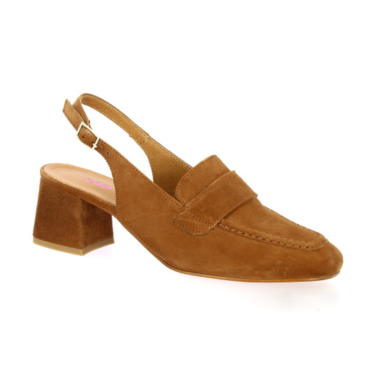 Pao Mocassins cuir velours camel