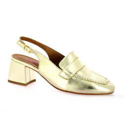 Pao Mocassins cuir laminé platine