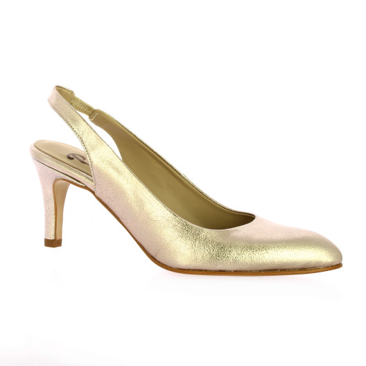 Pao Escarpins cuir laminé platine