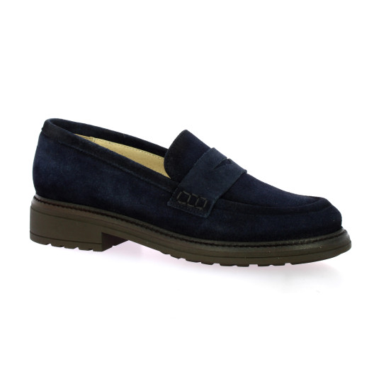 Pao Mocassins cuir velours marine