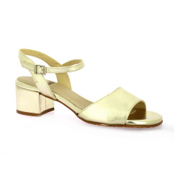 Pao Nu pieds cuir laminé platine