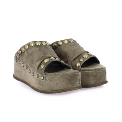 Mimmu Nu pieds cuir velours taupe