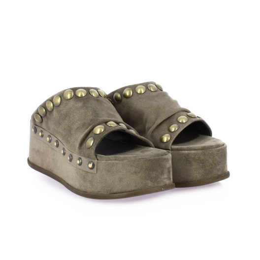 Mimmu Nu pieds cuir velours taupe