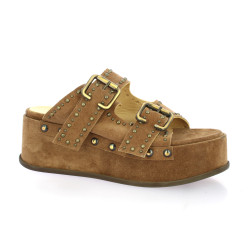 Mimmu Nu pieds cuir velours cognac