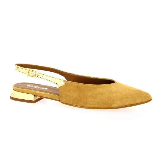 Reqins Ballerines cuir velourscamel/or